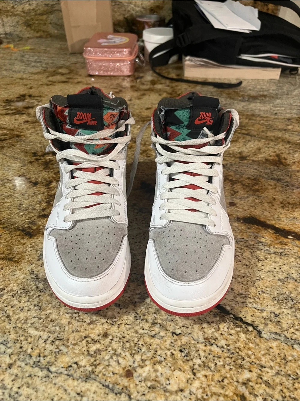 Jordan Air 1 High Top - White, Gray & Red Accents